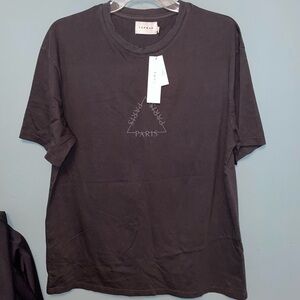 Topman T-Shirt Distressed Neckline Paris Triangle Graphic Size Small